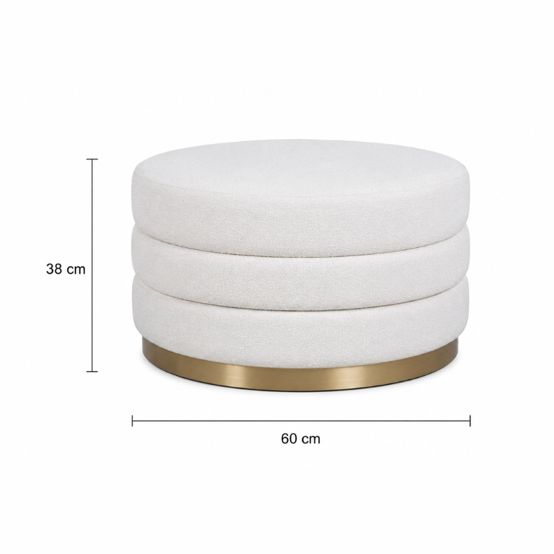 Ottoman blanco con base metálica