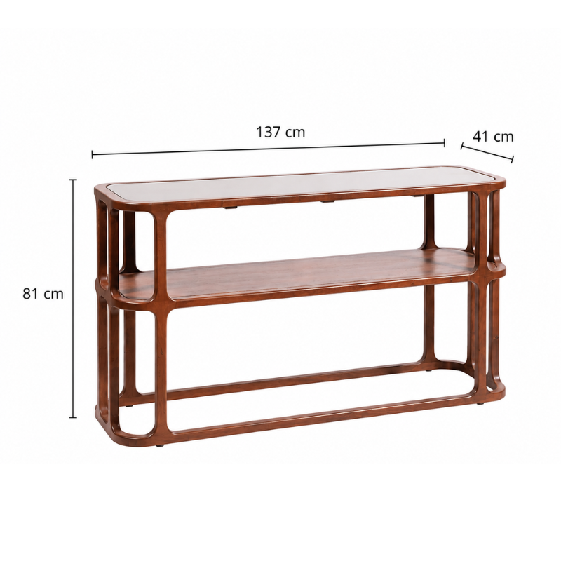 Consola de madera y mármol Stefan de 54", marrón/negro.