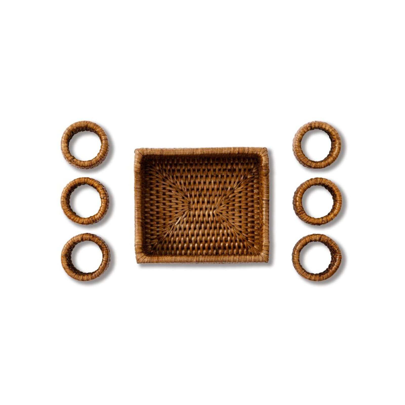 Juego de 6 anillos para servilletas con contenedor radici rattan