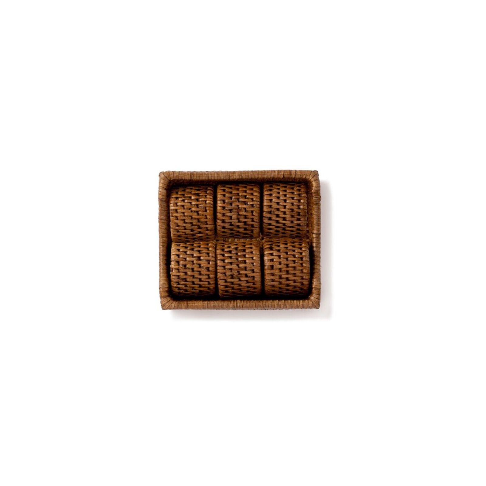 Juego de 6 anillos para servilletas con contenedor radici rattan
