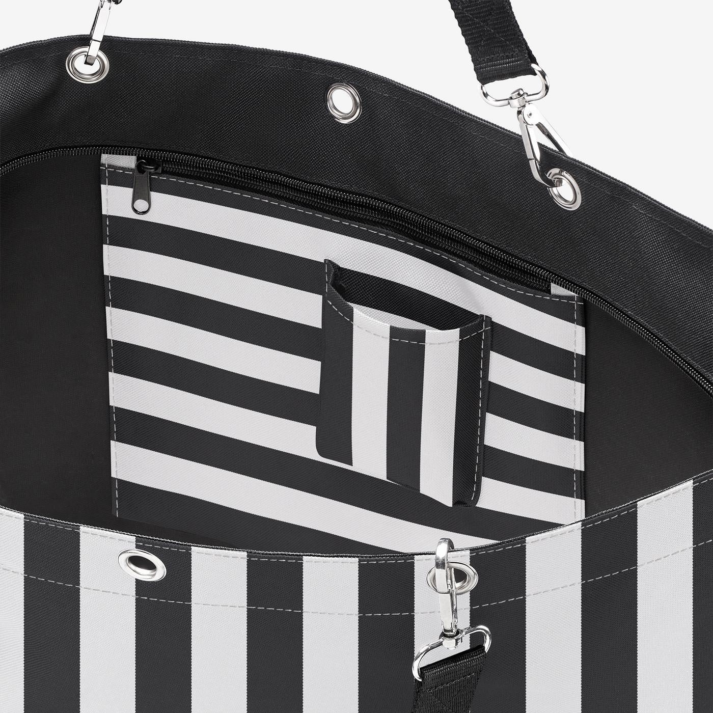 Bolso oara compras XL summer stripes black and white