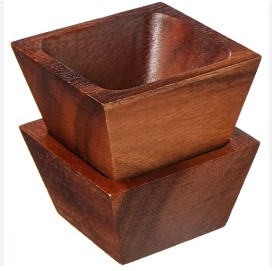 Acacia bowls cuadrados set de 2